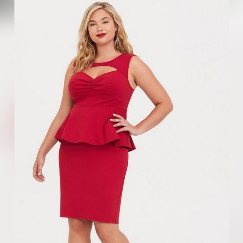 Torrid Retro Chic Red Peplum Dress